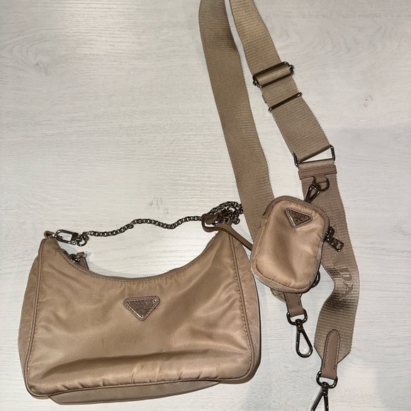 Prada Tan Crossbody Bag with Detachable Pouch - Picture 1 of 7